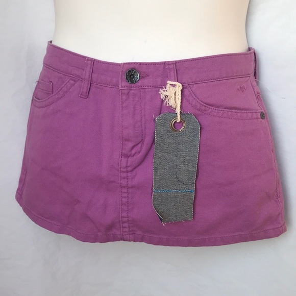 New Roxy Purple Denim Jean Mini Skirt Size 5 - Picture 8 of 8